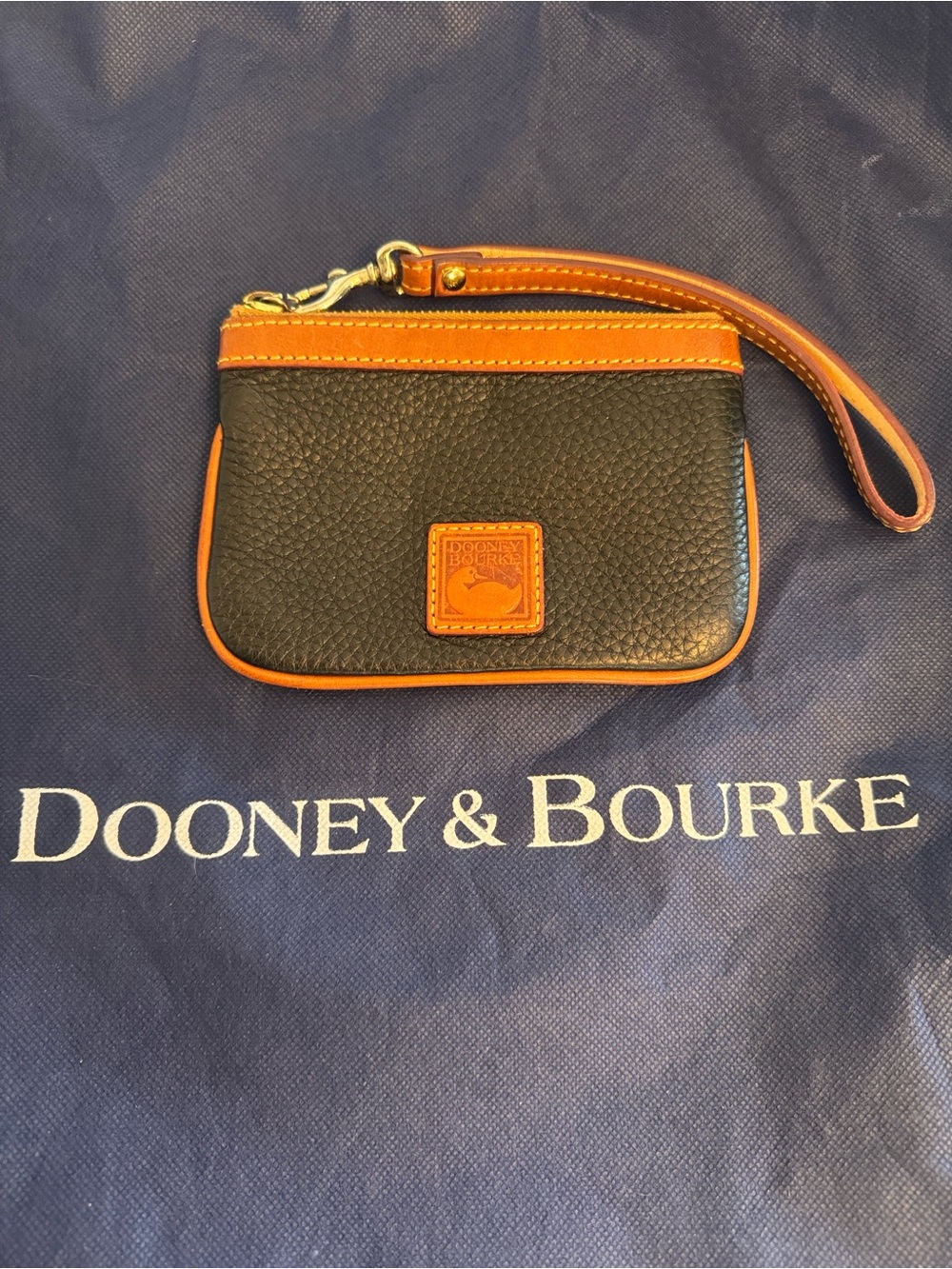 Dooney & Bourke Black and Brown Leather Wristlet Clutch